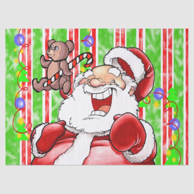 De Seda Navidades Papel Santa Tejido Teddy Bear (Anverso)