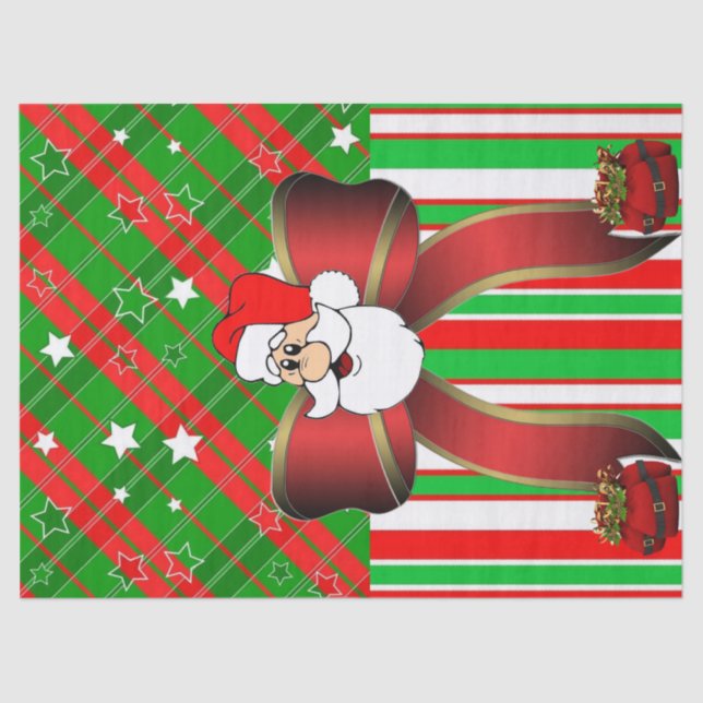 De Seda Navidades Papel Tejido Santa Stripe (Anverso)