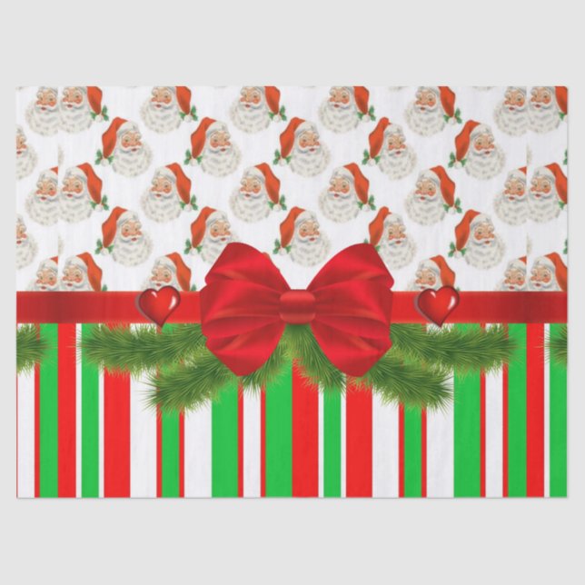 De Seda Navidades Papel Tejido Santa Stripe (Anverso)