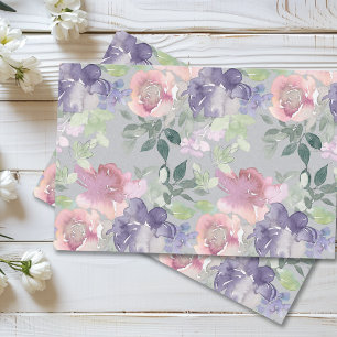 De Seda Papel acuarela floral rosa lavanda púrpura  