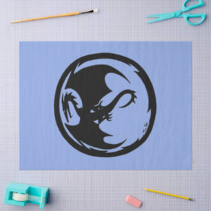 De Seda Papel azul del Dragon Negro grande