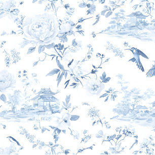 De Seda Papel Chintz Chinoiserie Light Blue Decoupage.