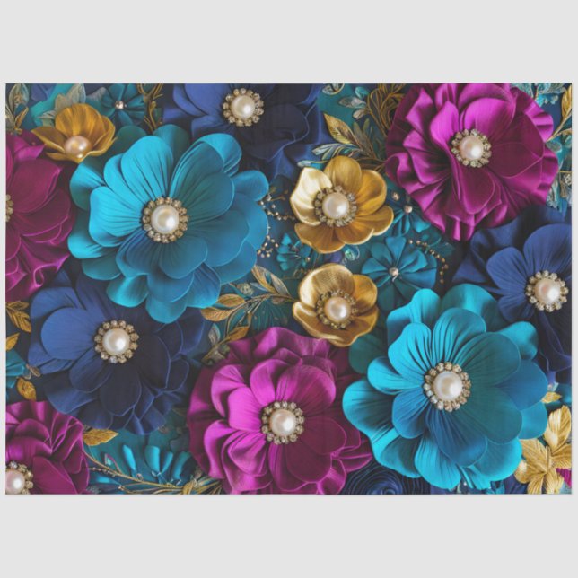De Seda Papel colorido del tejido floral (Anverso)