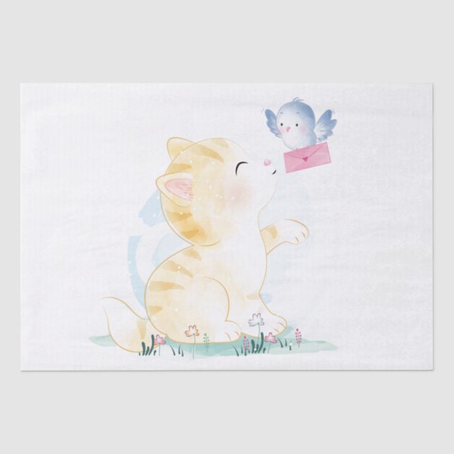 De Seda Papel cutáneo para gato y pájaro (Anverso)