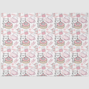 De Seda Papel cutáneo rosa y blanco para gato