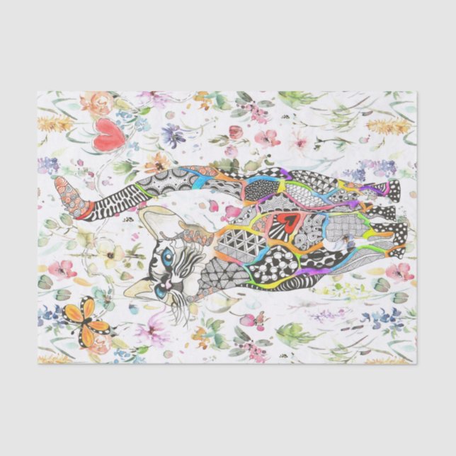 De Seda Papel cutáneo y colorido del gato (Anverso)