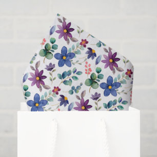 De Seda Papel decoupage floral azul púrpura