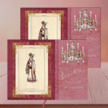 Papel decoupage rosa borgoña dama moda Regencia
