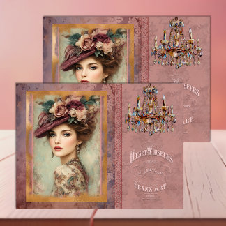 De Seda Papel decoupage rosa suave burgundy mujer victoria