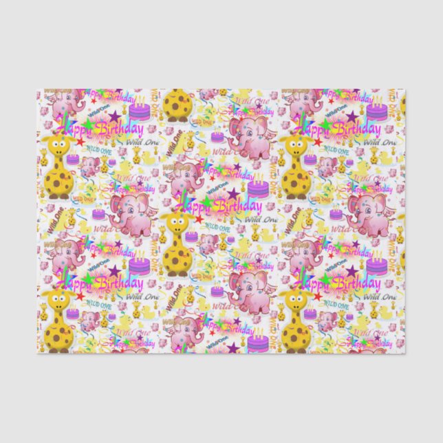 De Seda Papel del primer cumpleaños salvaje (Anverso)