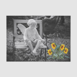 De Seda Papel del tejido del Ángel y los girasoles