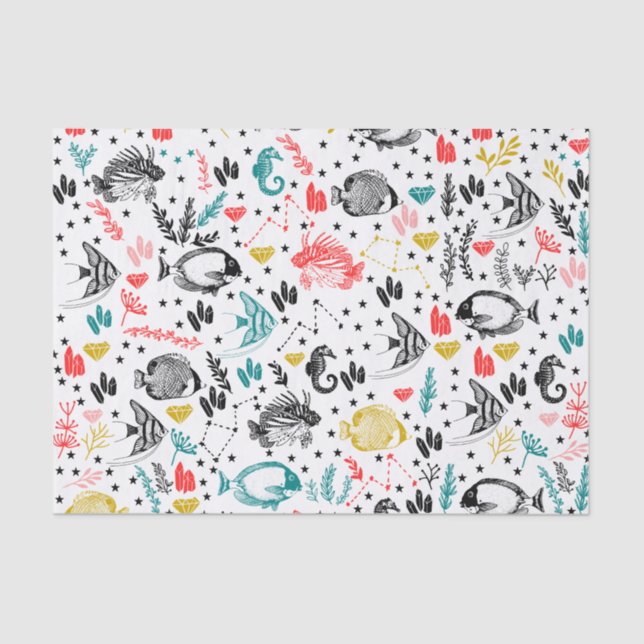 De Seda Papel del tejido del pescado tropical (Anverso)