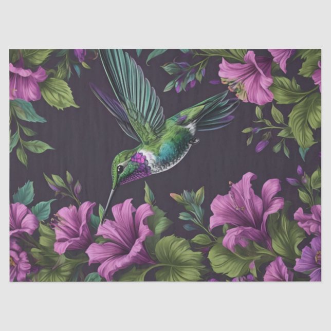 De Seda Papel Floral Colibrí  (Anverso)
