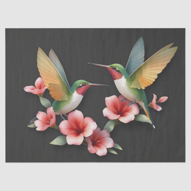 De Seda Papel Floral Colibrí  (Anverso)