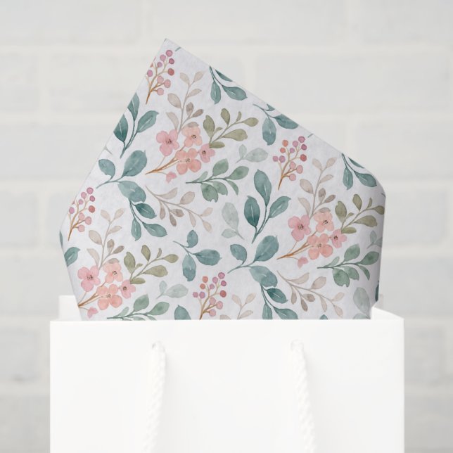 De Seda Papel Floral Verde Melocotón (Bolsa de regalo)