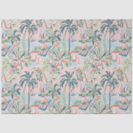 De Seda Papel Higiénico Blush Tropical Toile, Palmas y Vel