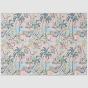 De Seda Papel Higiénico Blush Tropical Toile, Palmas y Vel