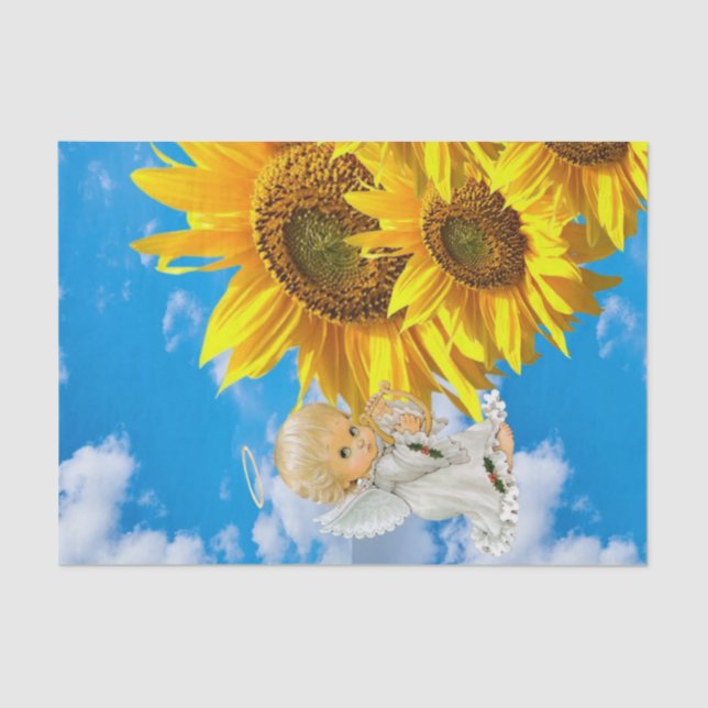 De Seda Papel higiénico floral del bebé del girasol Angel (Anverso)