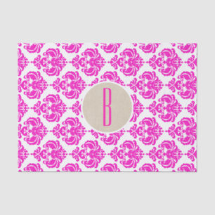 De Seda Papel Kraft Monograma Inicial Letra Damask Blanco 