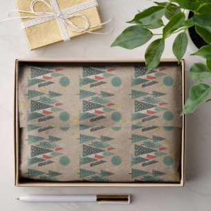 De Seda Papel Kraft Verde Árboles Estrellas Doradas Papel 