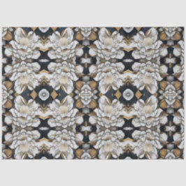 De Seda Papel moderno blanco y dorado floral en blanco