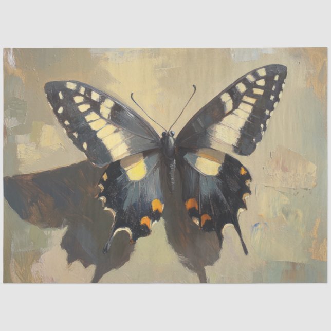 De Seda Papel negro y amarillo para la mariposa (Anverso)