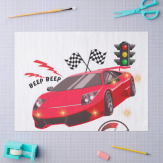 De Seda Papel Personalizado para Fiesta "Beep Beep" Auto d
