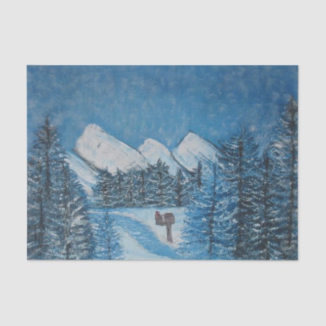 De Seda PAPEL Pintado Blue Winter-TISSUE WRAPPING (Anverso)