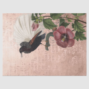 De Seda Papel pintado con botánico y pájaro