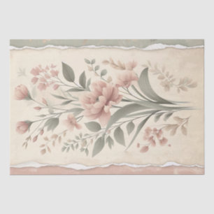 De Seda Papel Pintado Deslucido Decoupage Floral Rosa Rubo