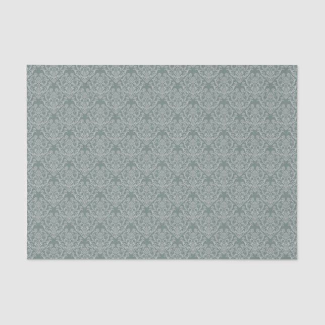 De Seda Papel pintado floral verde (Anverso)