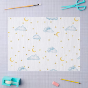 De Seda Papel Pintado Para Guardería Luna Estrellas Y Nube