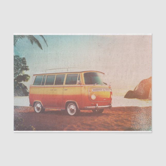 De Seda Papel retro vintage Beach Van Surfer (Anverso)