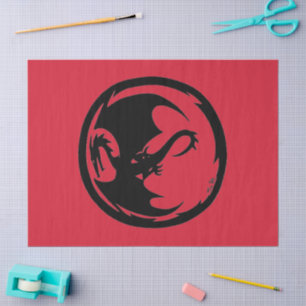 De Seda Papel rojo Dragon negro grande