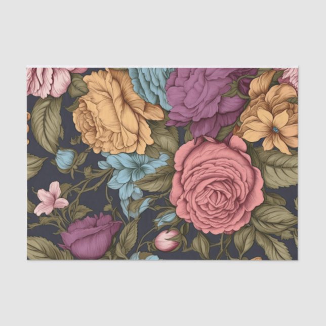 De Seda Papel Romántico Vintage Floral (Anverso)