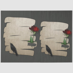 De Seda Papel Rosa Raven Gothic 20x30 Decoupage 