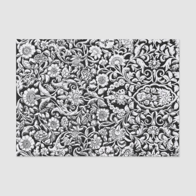 De Seda Papel tapicería Antiguo Decoupage blanco negro (Anverso)