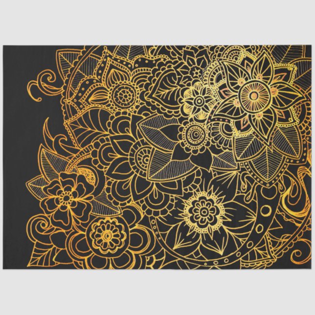 De Seda Papel tapicero Doodle dorado G523 (Anverso)