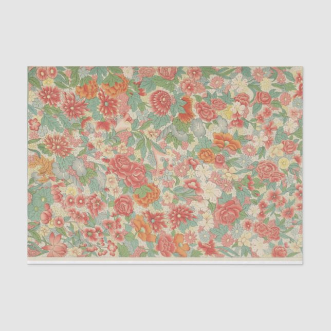De Seda Papel tapiz William Morris Naranja Floral (Anverso)