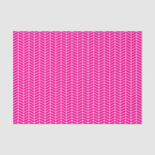 De Seda Papel tapón Chevron - Blanco sobre rosa caliente