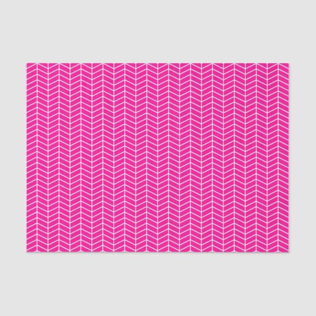 De Seda Papel tapón Chevron - Blanco sobre rosa caliente (Anverso)
