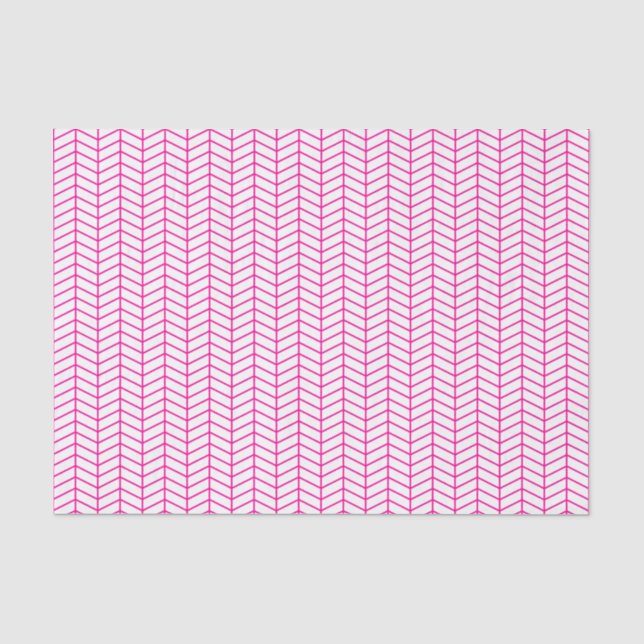 De Seda Papel tapón Chevron - Rosa caliente en blanco (Anverso)