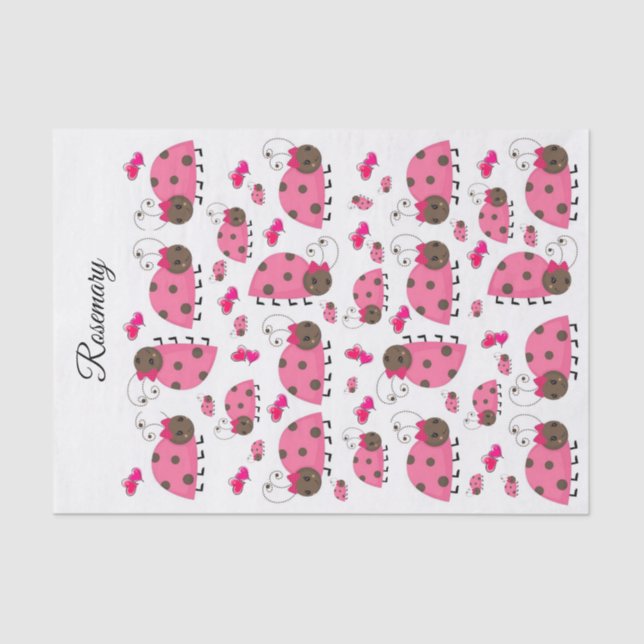 De Seda Papel tapón rosa Ladybugs (Anverso)