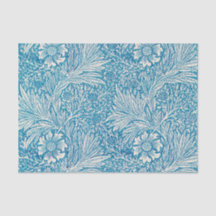 Papel Tejido Azul Marfil William Morris Floral