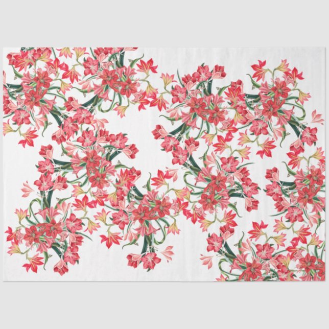 De Seda Papel Tejido Floral Rojo Amarylis (Anverso)