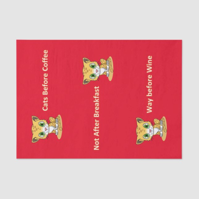 De Seda Papel Tejido Gatita Gatitos Antes Del Café Vino (Anverso)