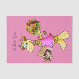 De Seda Papel Tejido Girafa Chocolate Floral Rosa