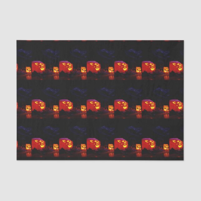 De Seda Papel Tejido Jack-O-Lantern Y Velas (Anverso)