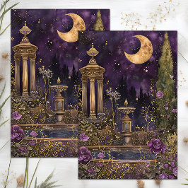 DE SEDA PAPEL TISSÚ PARA DECOUPAGE JARDÍN PURPURA LUNA CRE