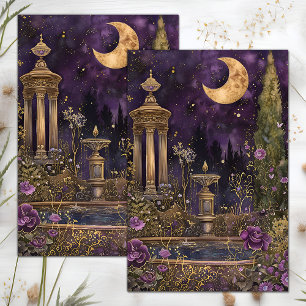 DE SEDA PAPEL TISSÚ PARA DECOUPAGE JARDÍN PURPURA LUNA CRE